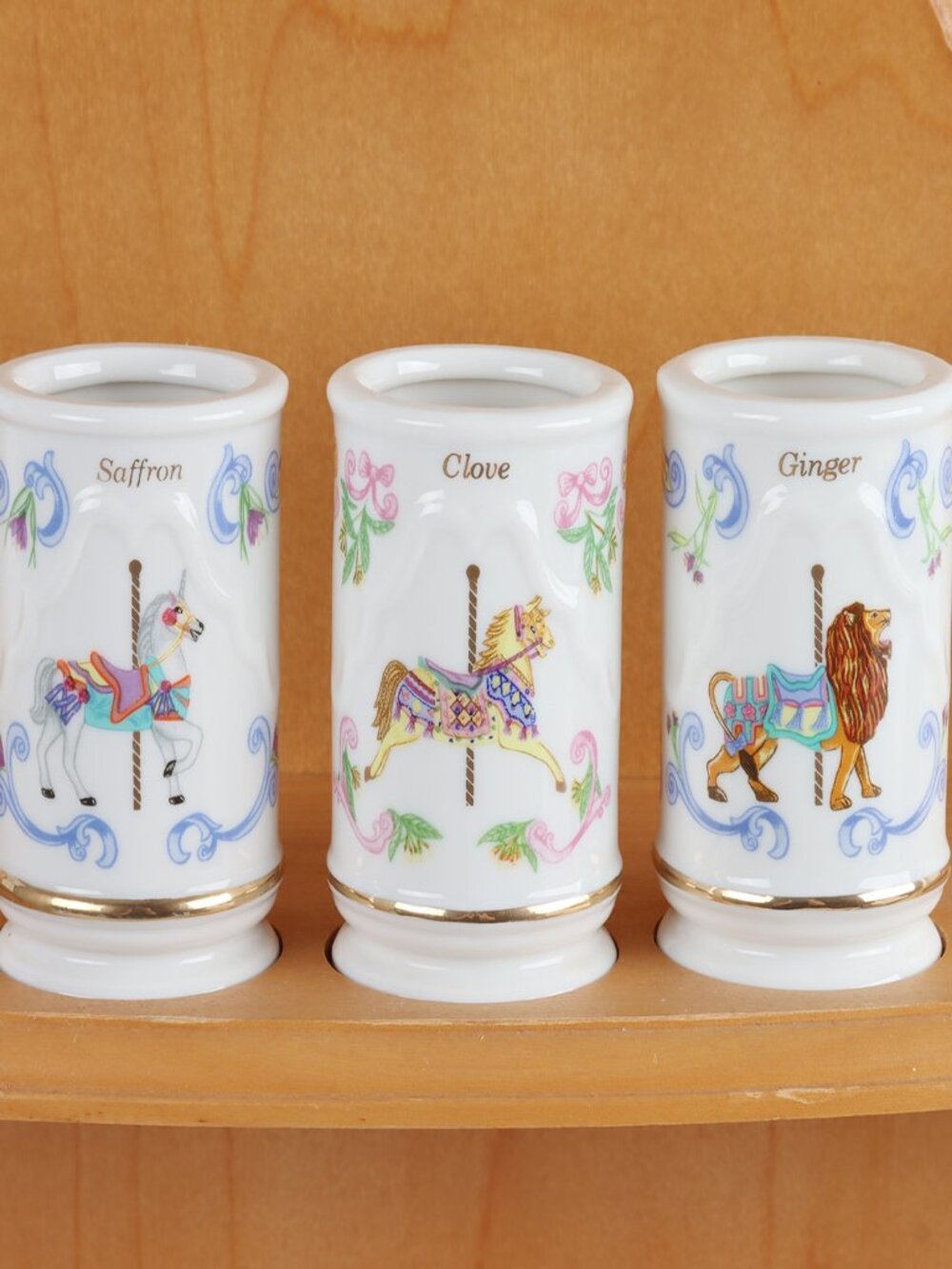 Vintage LENOX Saffron, Clove & Ginger Spice Jars - The Spice Carousel Collection